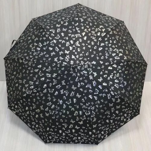 Зонт Crystel Eden, полуавтомат, 2 сложения, купол 100 см., 9 спиц, для женщин, черный