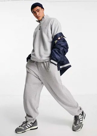 Серый меланжевый oversized-свитшот из флиса с короткой молнией от комплекта ASOS DESIGN