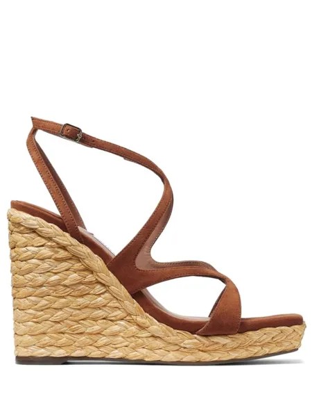 Jimmy Choo босоножки Ayla 110 на танкетке, коричневый