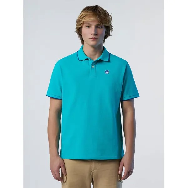 Поло North Sails Collar W Striped In Contrast, синий