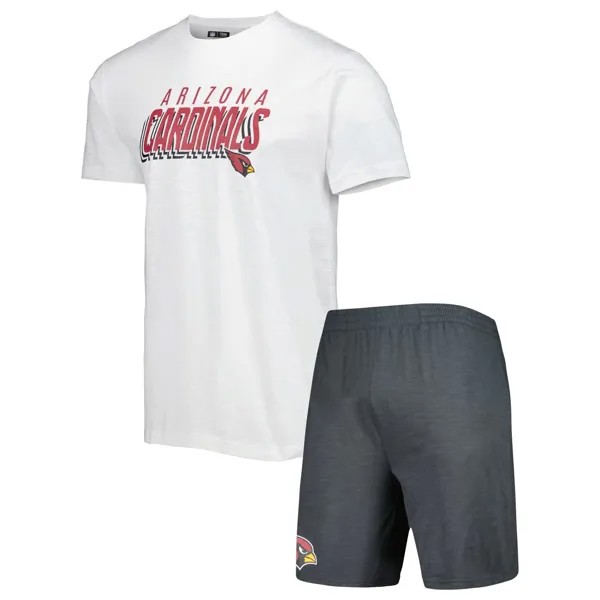 Мужская футболка и шорты для сна Concepts Sport Charcoal/White Arizona Cardinals Downfield
