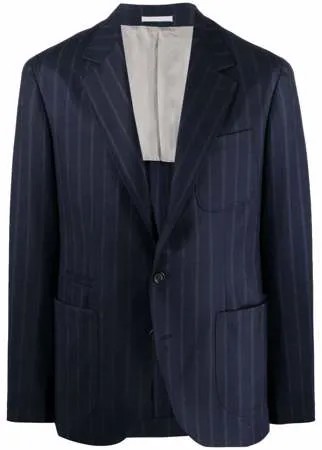 Brunello Cucinelli пиджак строгого кроя в тонкую полоску
