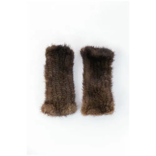 Митенки женские меховые коричневые Carolon / Стильные женские митенки перчатки