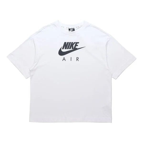 Футболка с логотипом Air с принтом свободного трикотажа, спортивные, с коротким рукавом, Nike, белый