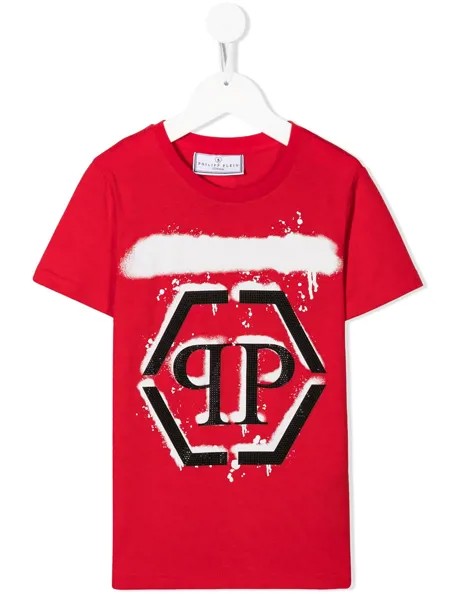 Philipp Plein Junior футболка с декорированной монограммой