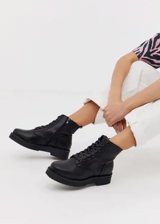 Черные ботинки на платформе со шнуровкой New Look-Черный
