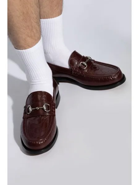 Gucci лоферы из кожи Horsebit-deatil, красный