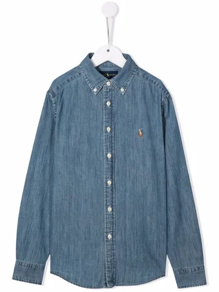 Ralph Lauren Kids джинсовая рубашка с вышитым логотипом