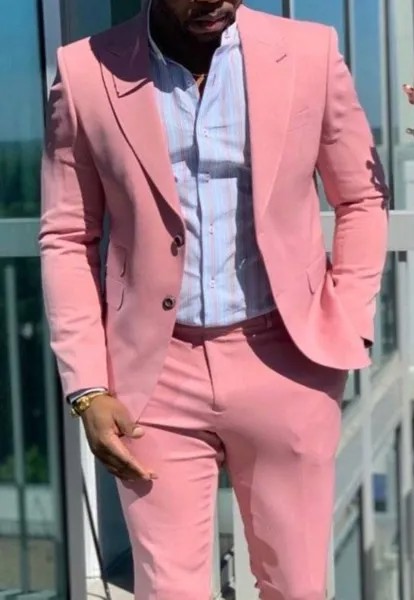 Новое поступление, мужские костюмы, смокинг для жениха из розового золота, мужской комплект из двух предметов с пиковыми лацканами (пиджак + брюки + галстук-бабочка) D388