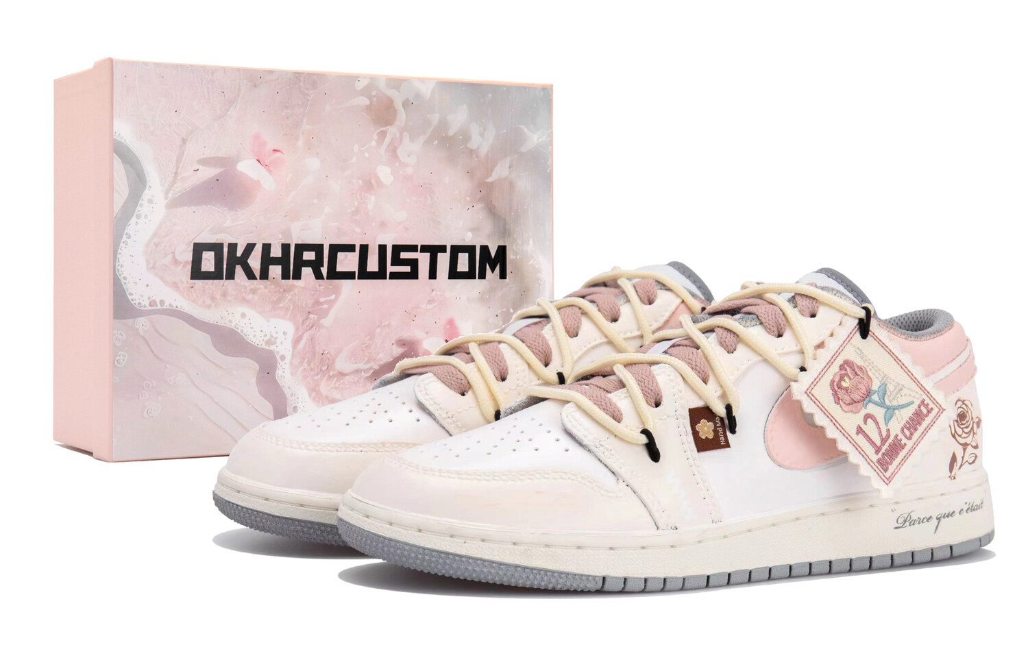Кроссовки Air Jordan 1 Vintage Basketball Shoes Women's Low-top Beige/Pink, розовый
