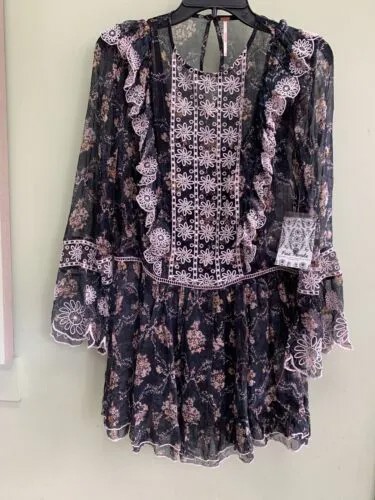Новый цвет! Мини-платье с фестонами и вышивкой Free People XS 128 долларов США