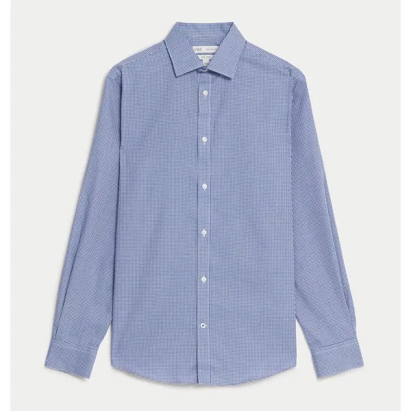 Рубашка Marks & Spencer Regular Fit Non Iron Gingham, темно-синий