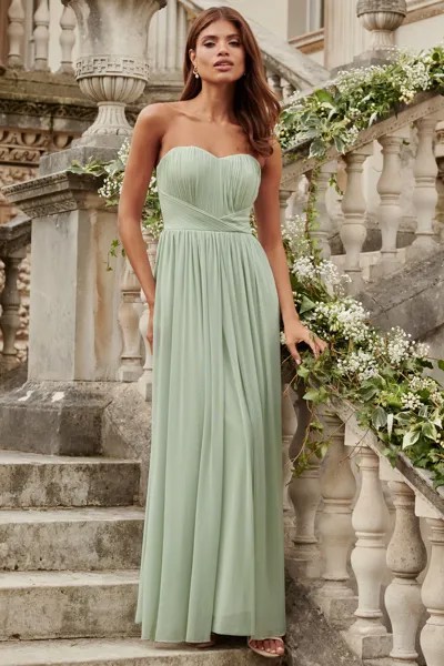 Платье для подружки невесты Bella Multiway с вырезом-бандо Lipsy, зеленый