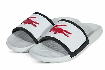 Мужские сандалии Lacoste Croco Slide TRI3 CMA красные с белым и темно-синим 7-39CMA0043407