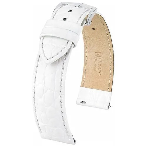 Ремешок 123028-00-2-20 Белый кожаный ремень 20 мм для часов наручных лаковый из кожи натуральной хирш CROCOGRAIN мужской