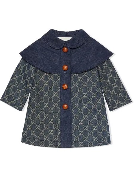 Gucci Kids джинсовое пальто с жаккардовым узором GG