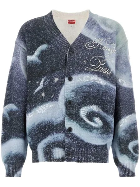 Kenzo кардиган с вышитым логотипом, синий