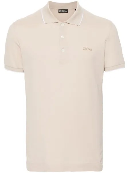 Zegna рубашка поло с полосками, нейтральный цвет