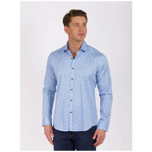 Рубашка Dairos, полуприлегающий силуэт, размер L, голубой