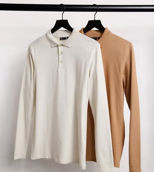 Облегающее поло из органического хлопка с длинным рукавом ASOS DESIGN Tall – скидка-Многоцветный