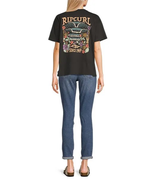 Свободная футболка Rip Curl с короткими рукавами Tikki Tropics, черный
