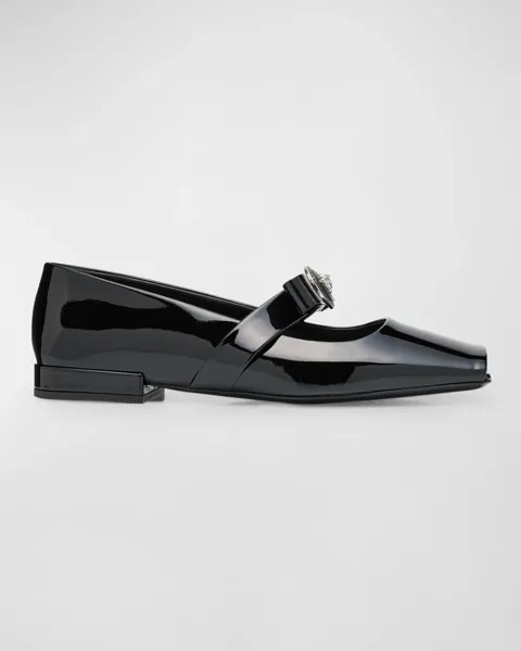 Балетки Мэри Джейн с лентой Gianni Versace, цвет Black-Palladium
