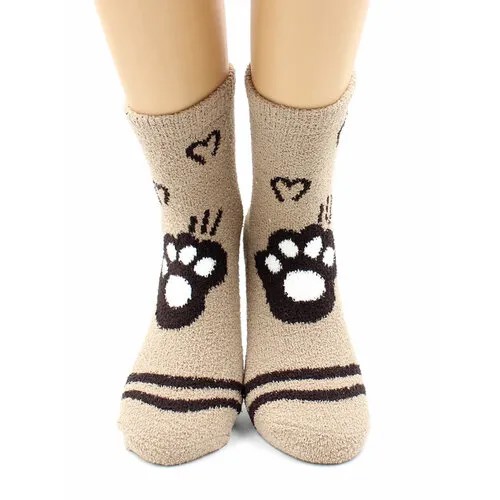 Женские носки  средние, махровые, утепленные, размер 36/40, бежевый
