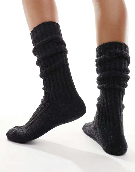 Серые носки-ботфорты из смесовой шерсти ASOS