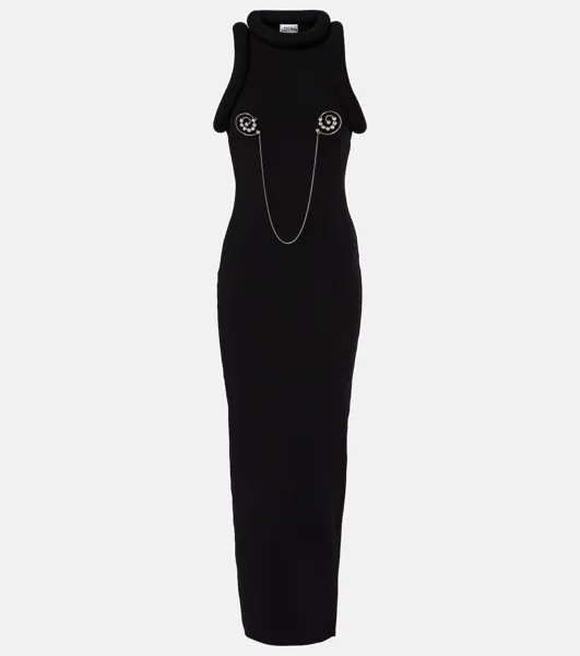 Платье макси из джерси с 3D-украшением Jean Paul Gaultier, черный