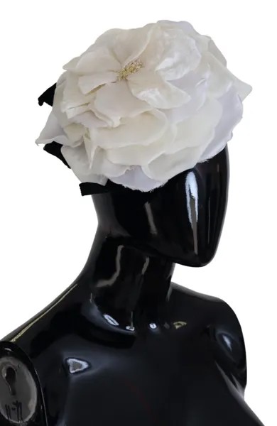 DOLCE - GABBANA Шапка из 100% шелка, белая, с большим цветочным принтом, женская капелло, один размер, 1000 долларов США