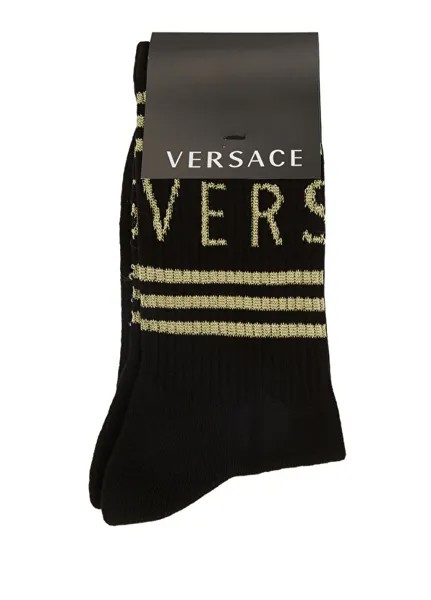 Черные женские носки из жаккарда с логотипом Versace