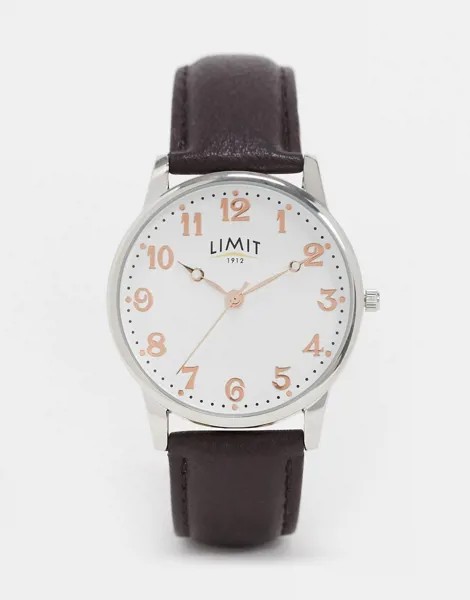 Часы с ремешком из искусственной кожи коричневого цвета Limit-Коричневый