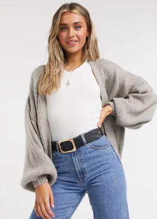 Серо-коричневый кардиган в стиле oversize ASOS DESIGN-Бежевый