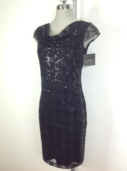 Новое черное платье Ellen Tracy с шалью и узором «гусиные лапки», размер 4