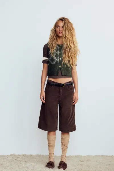 Вязаный жилет с узором аргайл ZARA, цвет only one
