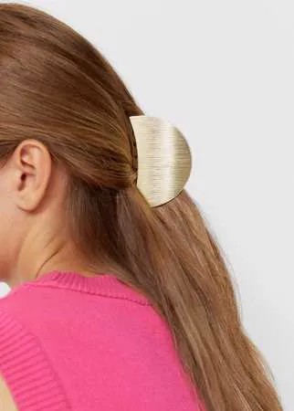 Stradivarius Металлическая Заколка Для Волос С Рельефным Узором Желтый 103