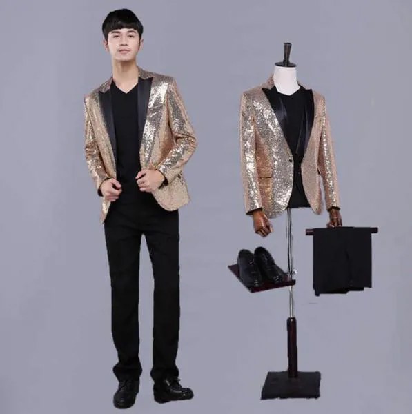 Блейзер мужской формальный костюм новейший дизайн пальто брюки мужской костюм для выступления на сцене золотые блестки певец свадебные ко...