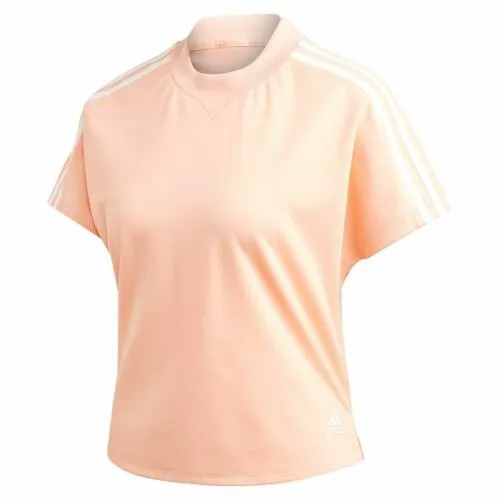 Женская укороченная футболка с короткими рукавами adidas Atteetude, светящийся розовый/белый