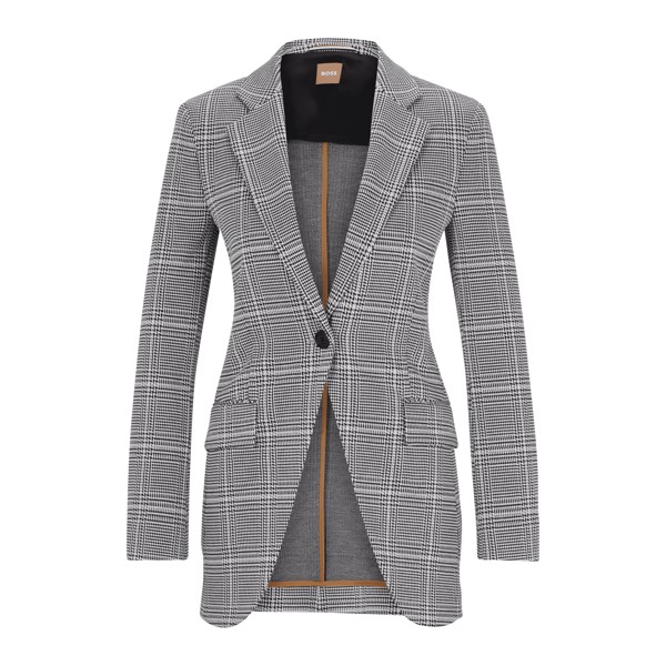 Жакет Hugo Boss Slim-fit Checked In Stretch Fabric, серый