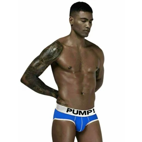 Трусы брифы PUMP!, средняя посадка, быстросохнущая, плоские швы, корректирующий эффект, размер XXL, синий