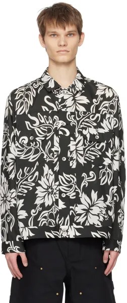 Черно-белая куртка с цветочным принтом Sacai