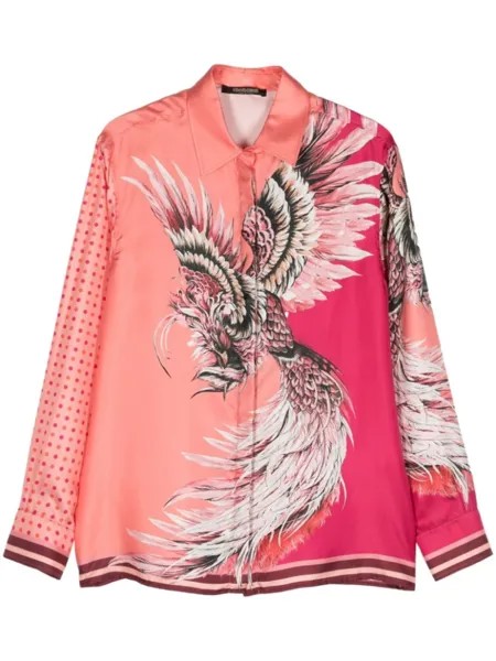 Рубашка с принтом Bird Patchwork Roberto Cavalli, розовый