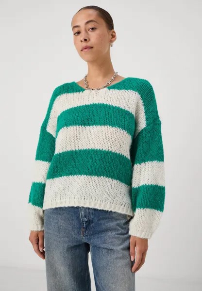 Вязаный свитер VMERIN STRIPE V NECK Vero Moda, зеленый