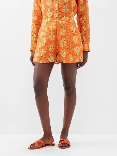 Льняные шорты june с принтом Muzungu Sisters, оранжевый