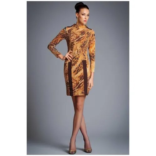 Платье Арт-Деко, размер 44, коричневый