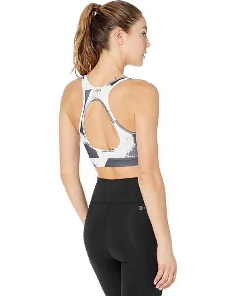 Бюстгальтер Adidas Brushtroke All Over Print Medium Support Bra, цвет Black/White/Print