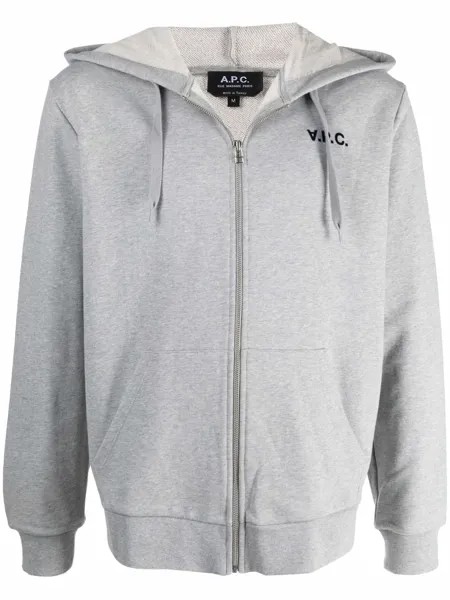 A.P.C. худи на молнии с вышитым логотипом