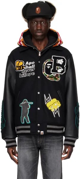 Черный университетский бомбер Bape
