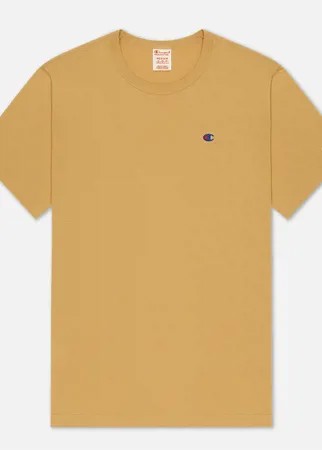 Мужская футболка Champion Reverse Weave Logo Chest & Sleeve Crew Neck, цвет бежевый, размер XL
