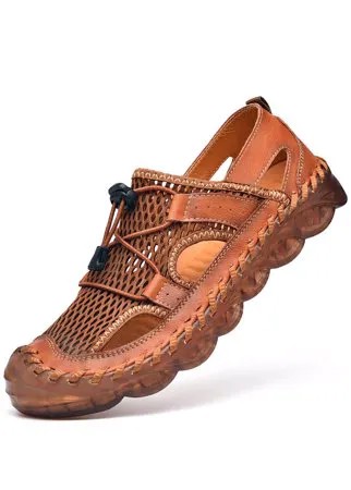 Мужская обувь с закрытым носком и сеткой ручной вышивки На открытом воздухе Водные туфли
